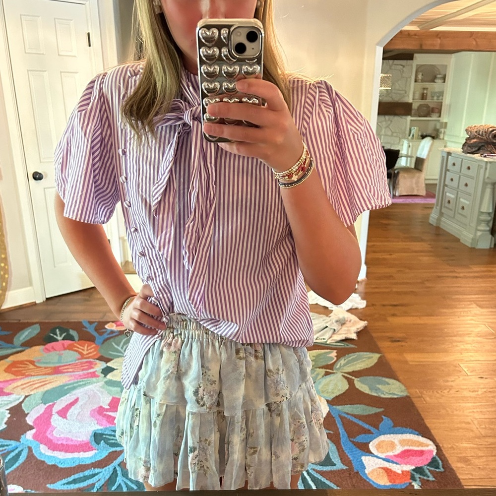 Love shack fancy floral ruffle layer skirt